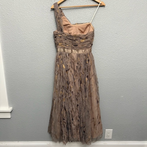 Aidan Mattox One Shoulder Dress Size 4‎ EUC Metallic - Picture 5 of 9